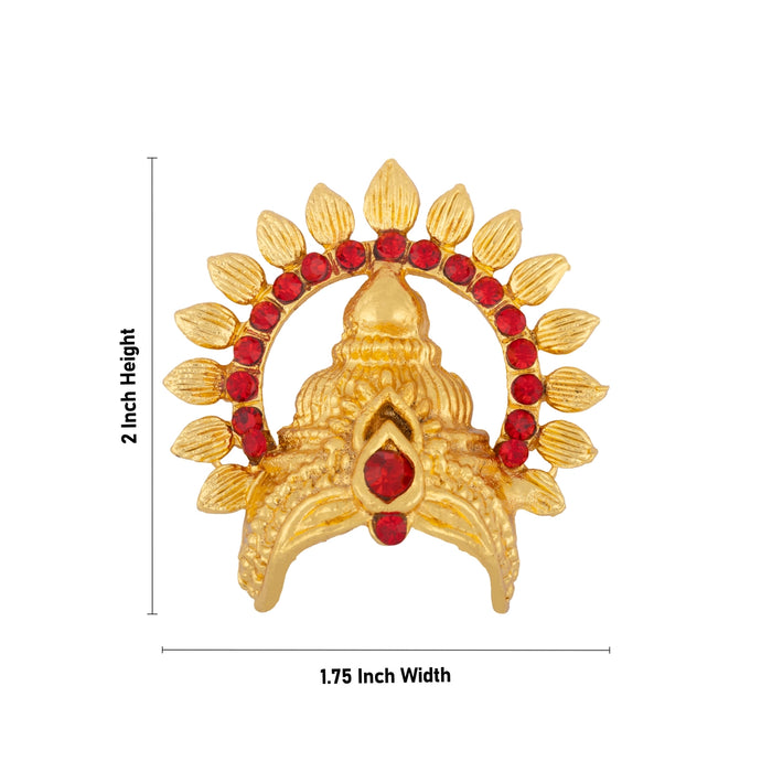 Half Crown With Arch - 2 x 1.75 Inches | Gold Polish Half Kiridam/ Stone Half Mukut/ Half Kireedam for Deity - Head & Face Accessories