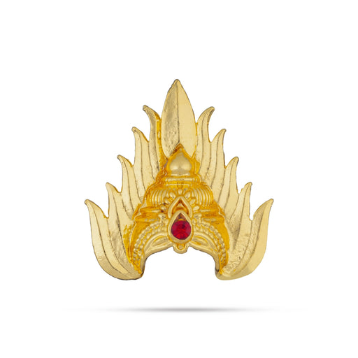 Half Crown - 1.5 x 1.25 Inches | Gold Polish Kireedam/ Single Stone Mukut/ Sudar Design Kiridam for Deity - Head & Face Accessories
