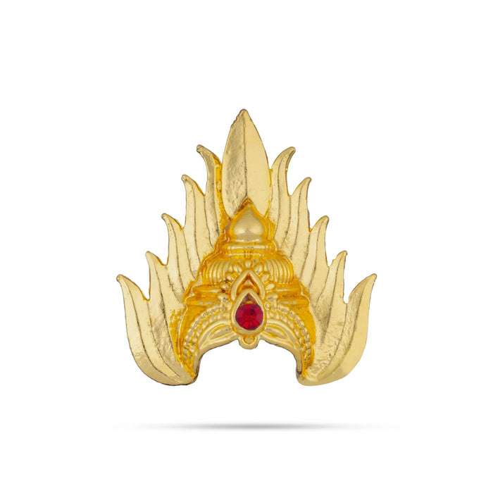 Half Crown - 1.5 x 1.25 Inches | Gold Polish Kireedam/ Single Stone Mukut/ Sudar Design Kiridam for Deity - Head & Face Accessories