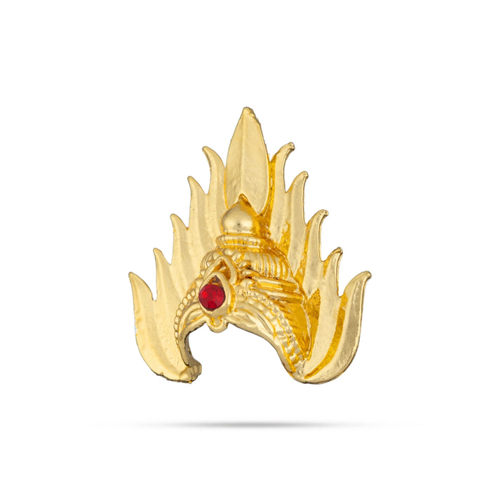 Half Crown - 1.5 x 1.25 Inches | Gold Polish Kireedam/ Single Stone Mukut/ Sudar Design Kiridam for Deity - Head & Face Accessories