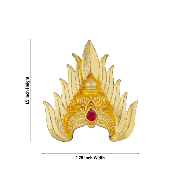 Half Crown - 1.5 x 1.25 Inches | Gold Polish Kireedam/ Single Stone Mukut/ Sudar Design Kiridam for Deity - Head & Face Accessories