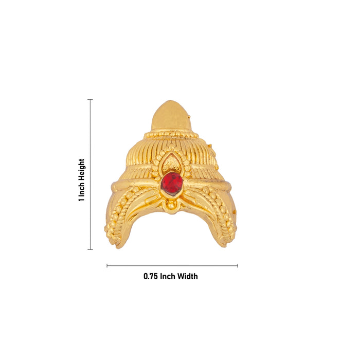 Half Crown - 1 x 0.75 Inches | Gold Polish Half Kiridam/ Single Stone Half Mukut/ Half Kireedam for Deity - Head & Face Accessories