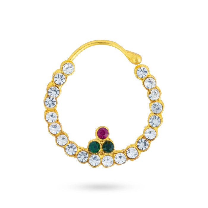 Stone Nathu Bullaku - 1 Inches | Multicolour Stone Nose Pin / Nose Bullaku for Deity - Head & Face Accessories