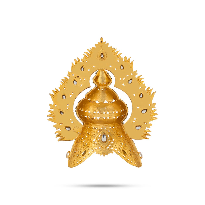 Half Crown With Lotus Arch - 7 x 6 Inches | Multicolour Stone Kiridam/ Stone Kireedam for Deity