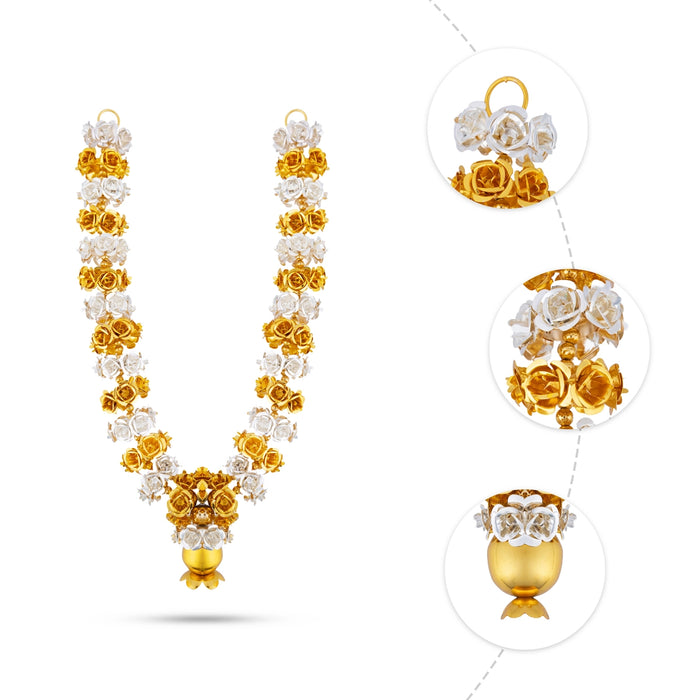Rose Mala - 12 Inches | Gold & Silver Polish Floral Bead Necklace / Decorative Mala for Deity Alankaram