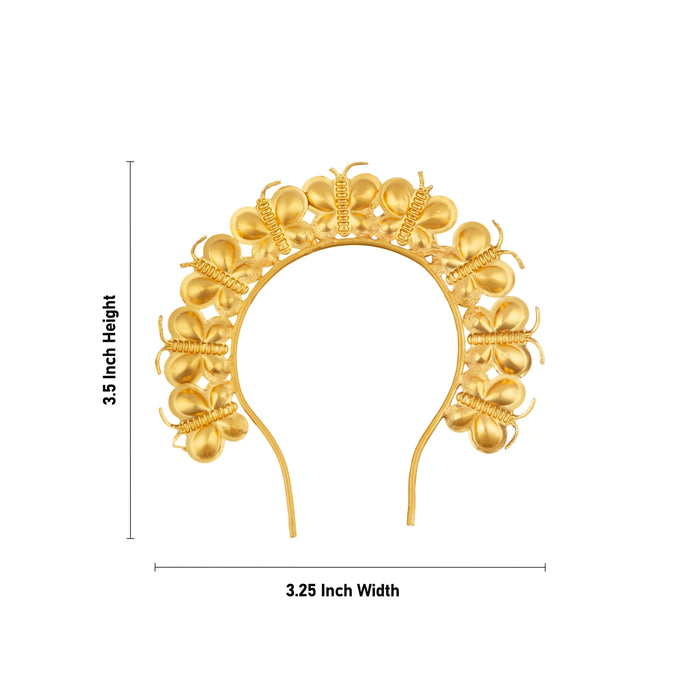 Butterfly Design Hair Arch- 3.5X3.25 Inches | Gold Polish Hair Accessory/Artificial Jewelry For Varalakshmi Decor - Head & Face Accessories