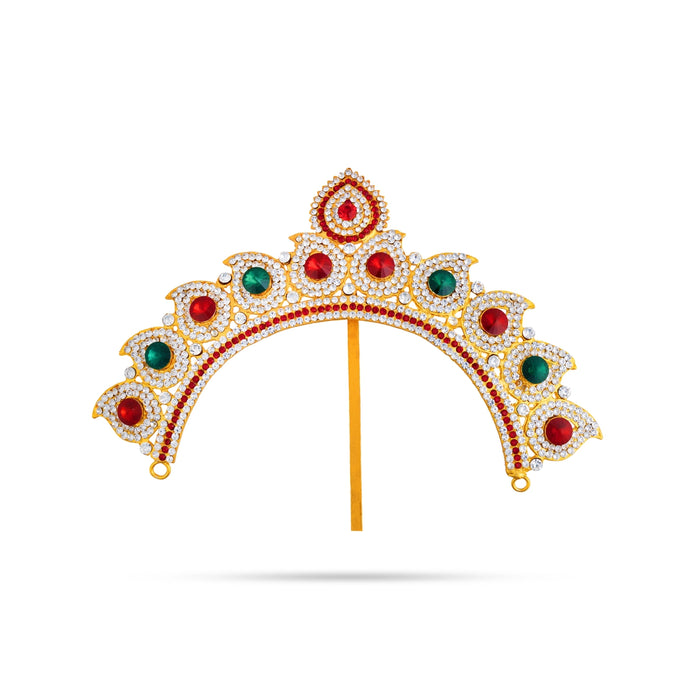 Hair Arch - 6.25 x 6 Inches | Multicolour Stone Mango Arch/ Hair Accessory/ Artificial Jewelry For Deity