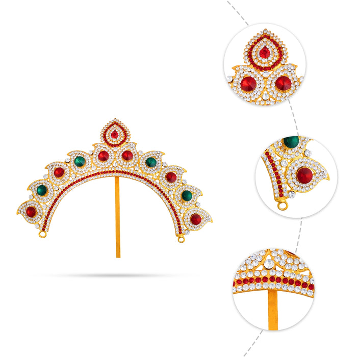Hair Arch - 6.25 x 6 Inches | Multicolour Stone Mango Arch/ Hair Accessory/ Artificial Jewelry For Deity