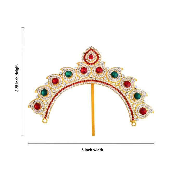 Hair Arch - 6.25 x 6 Inches | Multicolour Stone Mango Arch/ Hair Accessory/ Artificial Jewelry For Deity