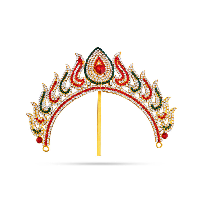 Jwala Arch - 6 x 6.5 Inches | Multicolour Stone Jewellery/ Hair Accessory/ Artificial Jewelry For Deity