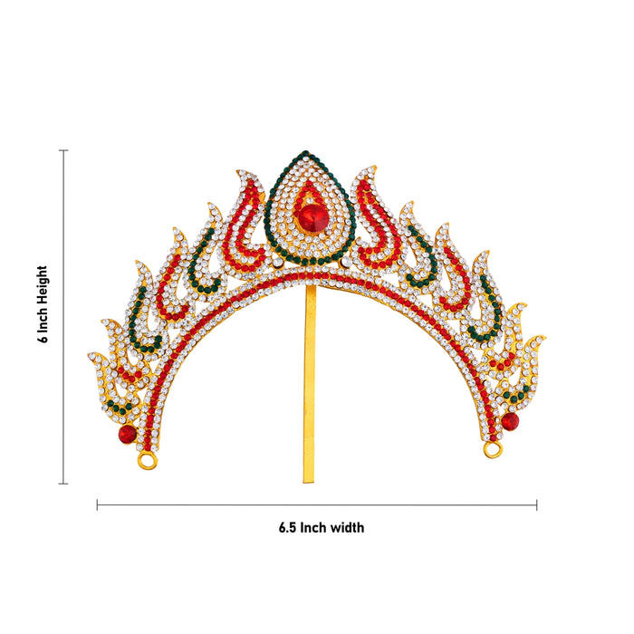 Jwala Arch - 6 x 6.5 Inches | Multicolour Stone Jewellery/ Hair Accessory/ Artificial Jewelry For Deity
