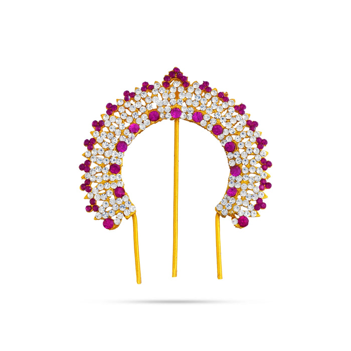 Hair Arch - 3.5 x 3 Inches | Multicolour Stone Hair Accessory/ Stone Jewellery/ Artificial Jewelry For Deity