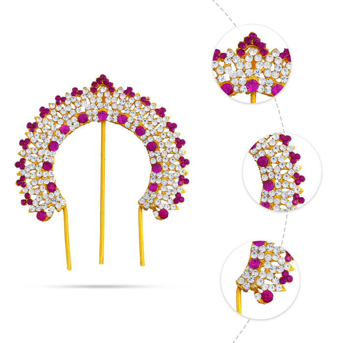Hair Arch - 3.5 x 3 Inches | Multicolour Stone Hair Accessory/ Stone Jewellery/ Artificial Jewelry For Deity
