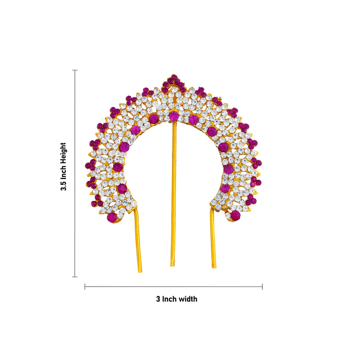 Hair Arch - 3.5 x 3 Inches | Multicolour Stone Hair Accessory/ Stone Jewellery/ Artificial Jewelry For Deity