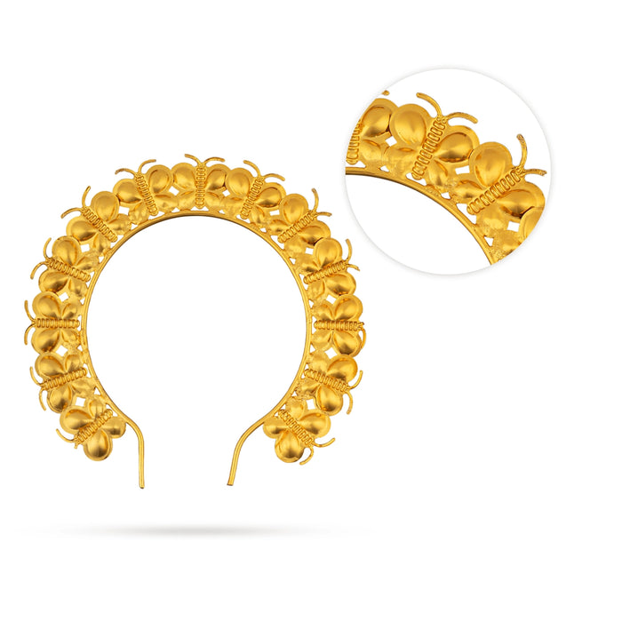 Butterfly Design Hair Arch- 4X4 Inches | Gold Polish Hair Accessory/Artificial Jewelry For Varalakshmi Decor - Head & Face Accessories