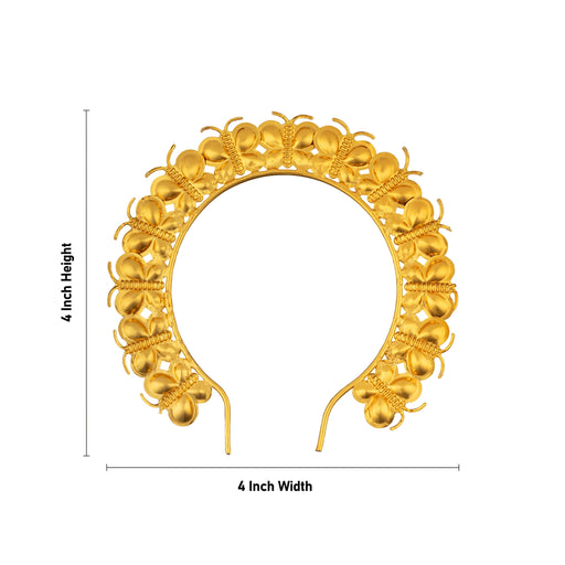 Butterfly Design Hair Arch- 4X4 Inches | Gold Polish Hair Accessory/Artificial Jewelry For Varalakshmi Decor - Head & Face Accessories