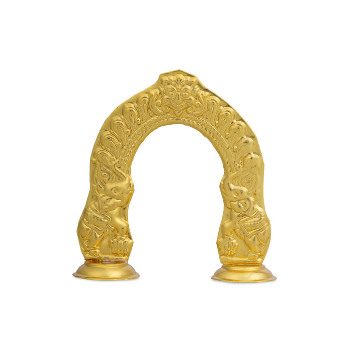 Prabhavali Arch - 2.75 x 2.25 Inches | Gold Polish Metal Thiruvachi/ Temple Prabhavali