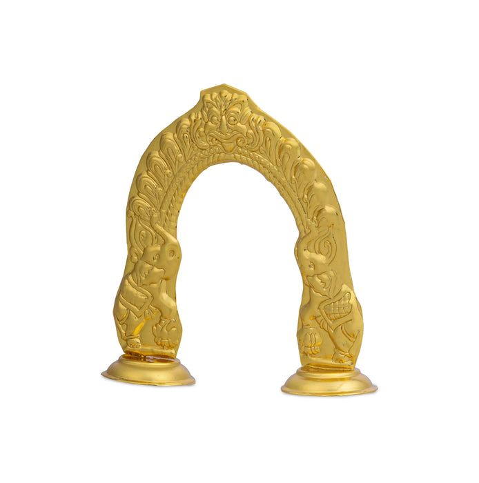 Prabhavali Arch - 2.75 x 2.25 Inches | Gold Polish Metal Thiruvachi/ Temple Prabhavali