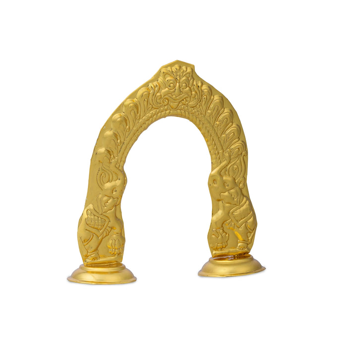 Prabhavali Arch - 2.75 x 2.25 Inches | Gold Polish Metal Thiruvachi/ Temple Prabhavali