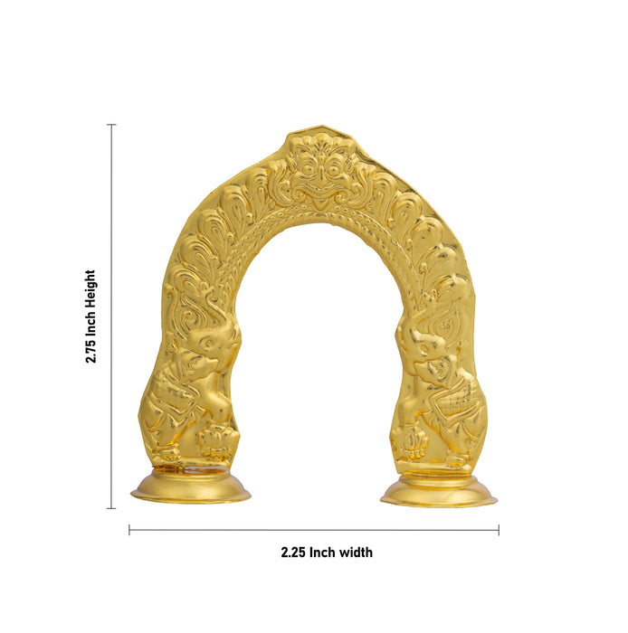 Prabhavali Arch - 2.75 x 2.25 Inches | Gold Polish Metal Thiruvachi/ Temple Prabhavali