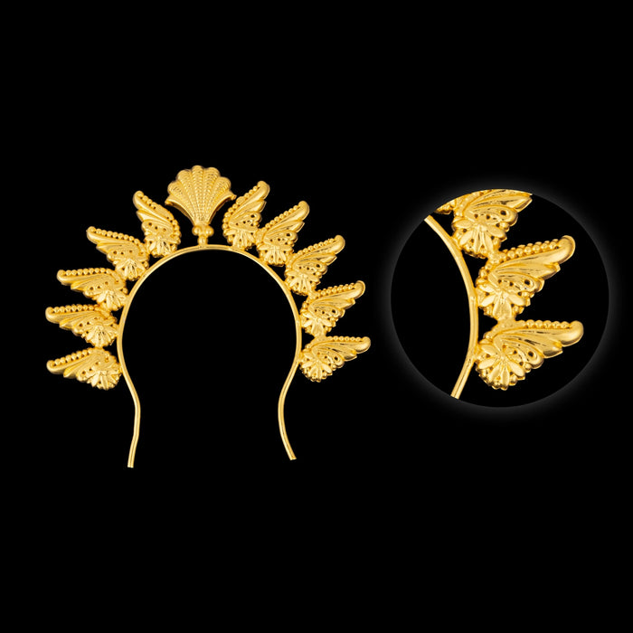 Hair Arch - 3.5 x 3.5 Inches | Shankh Design Hair Accessory/ Gold Polish Jewellery for Deity - Head & Face Accessories
