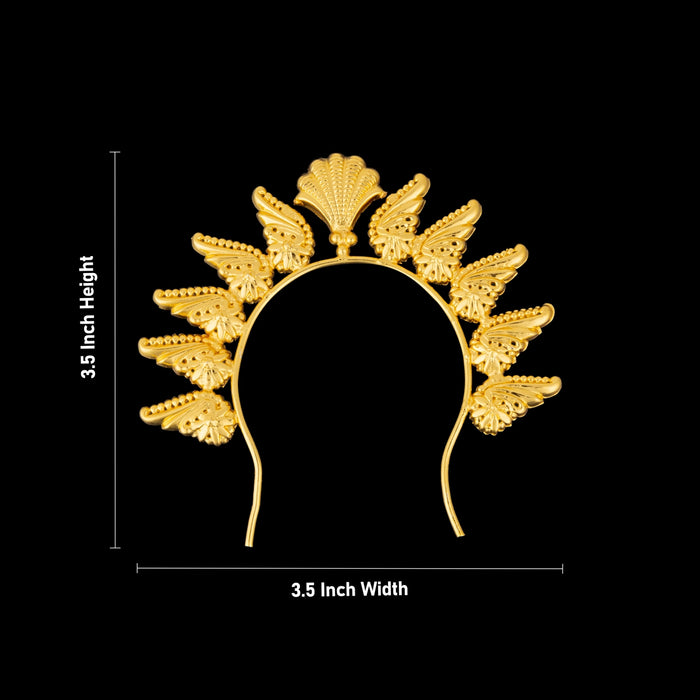 Hair Arch - 3.5 x 3.5 Inches | Shankh Design Hair Accessory/ Gold Polish Jewellery for Deity - Head & Face Accessories