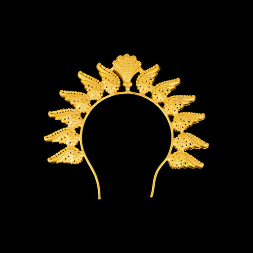 Hair Arch - 3.5 x 3.5 Inches | Shankh Design Gold Polish Jewellery/ Hair Accessory for Deity - Head & Face Accessories