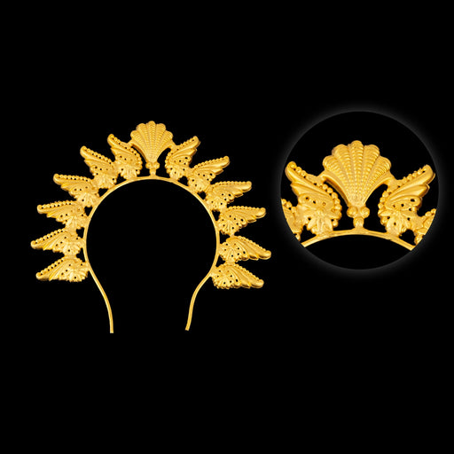 Hair Arch - 3.5 x 3.5 Inches | Shankh Design Gold Polish Jewellery/ Hair Accessory for Deity - Head & Face Accessories