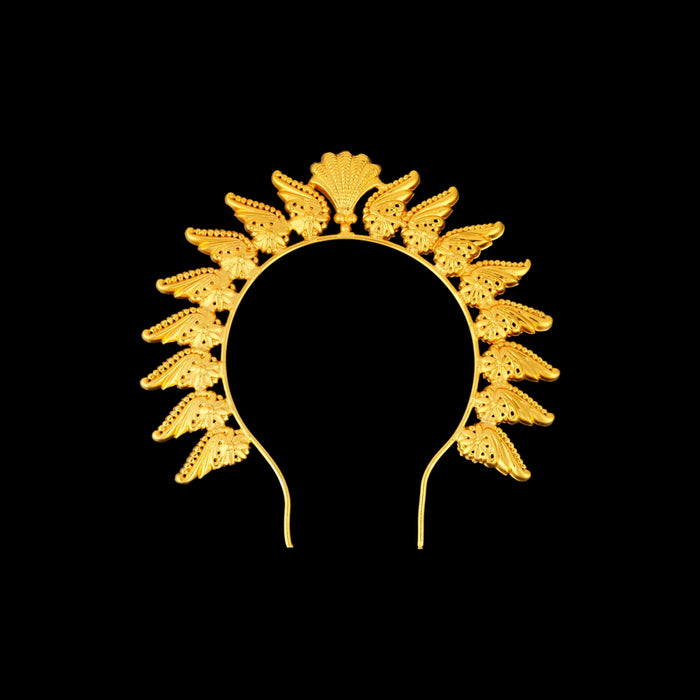 Hair Arch - 4 x 4 Inches | Shankh Design Hair Accessory/ Artificial Jewellery/ Gold Polish Jewellery for Deity - Head & Face Accessories