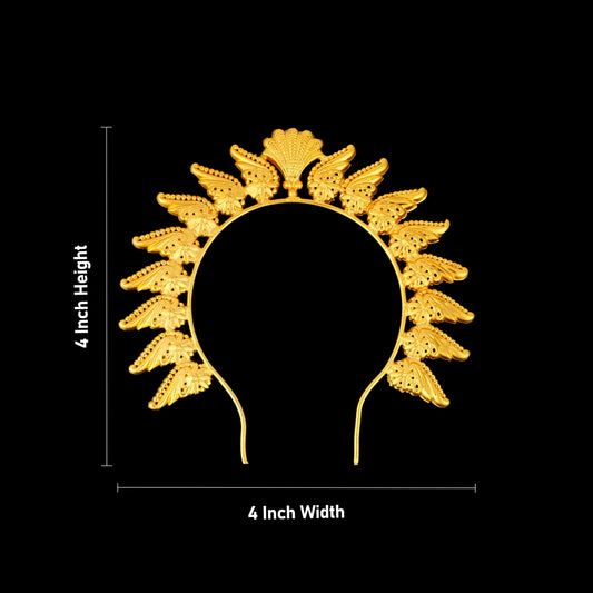 Hair Arch - 4 x 4 Inches | Shankh Design Hair Accessory/ Artificial Jewellery/ Gold Polish Jewellery for Deity - Head & Face Accessories
