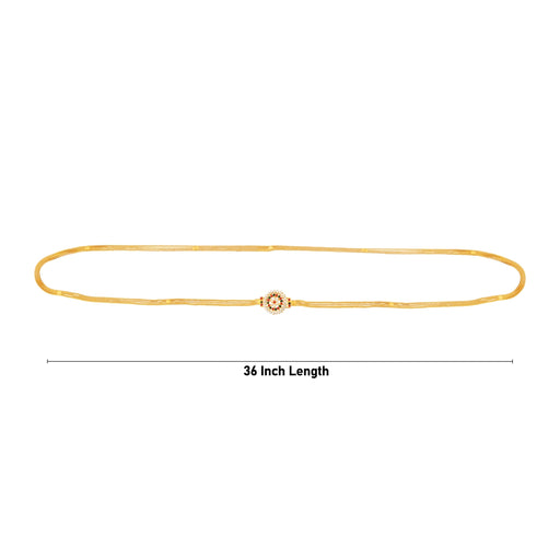 Mugappu Chain - 36 Inches | 3 Line Mogappu Chain/ Gold Polish With Multicolour Stone Artificial Jewellery for Women - Ethnic Wear Accessories