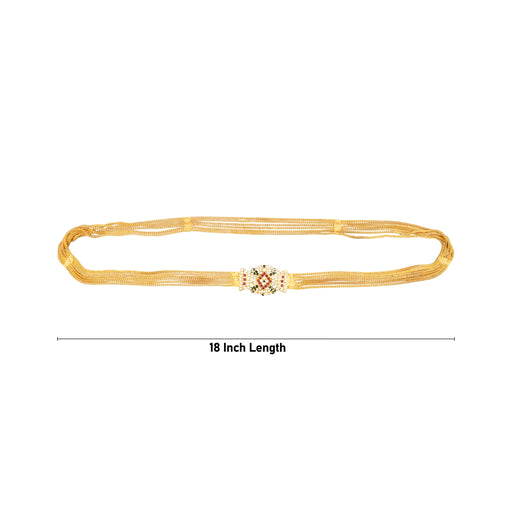 Mugappu Chain - 18 Inches | 6 Line Mogappu Chain/ Gold Polish With Multicolour Stone Artificial Jewellery for Women - Ethnic Wear Accessories