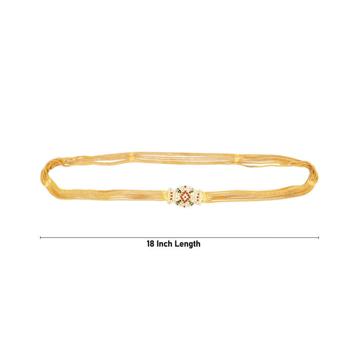 Mugappu Chain - 18 Inches | 6 Line Mogappu Chain/ Gold Polish With Multicolour Stone Artificial Jewellery for Women - Ethnic Wear Accessories