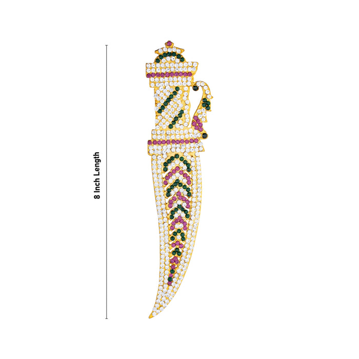 Stone Sword - 8 Inches | Multicolour Stone Knife/ Swamy Alangaram/ Stone Astra for Deity