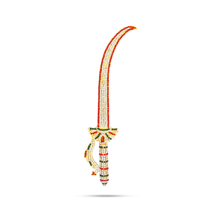 Stone Sword - 12 Inches | Multicolour Stone Knife/ Swamy Alangaram/ Stone Astra for Deity