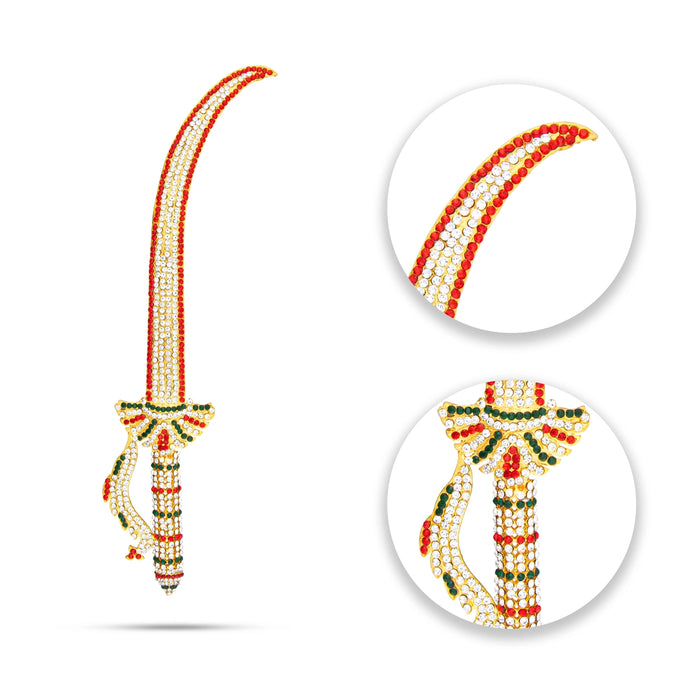 Stone Sword - 12 Inches | Multicolour Stone Knife/ Swamy Alangaram/ Stone Astra for Deity