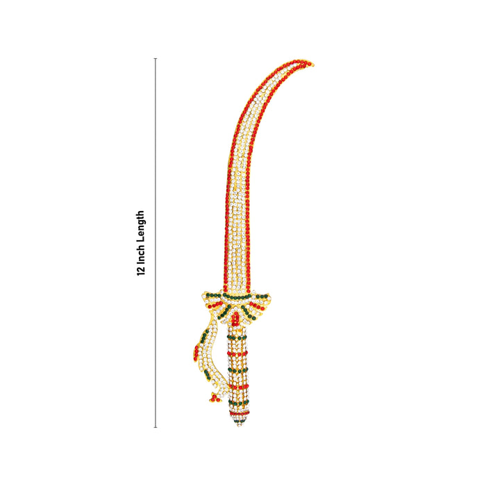 Stone Sword - 12 Inches | Multicolour Stone Knife/ Swamy Alangaram/ Stone Astra for Deity