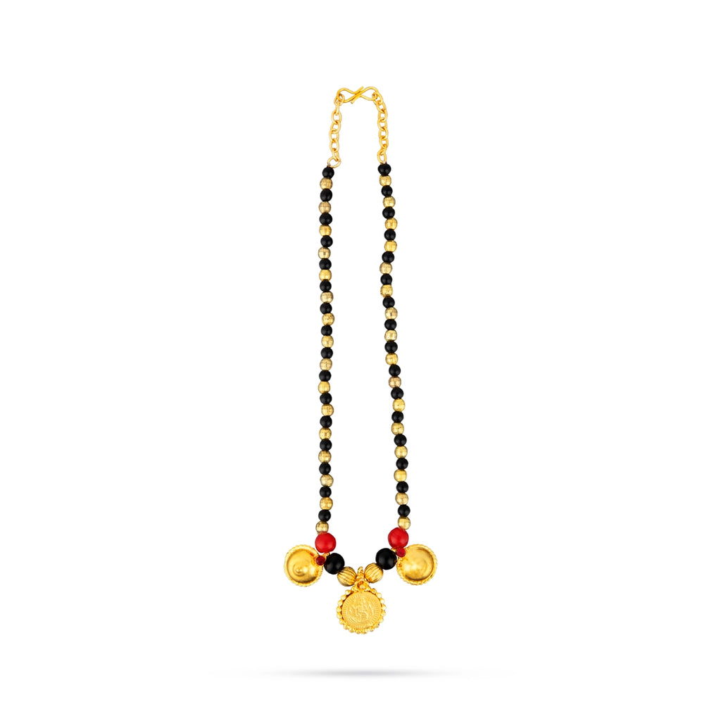 Mangal Sutra - 6.5 Inches | Gold Polish With Black Bead Mangalsutra/ Mangala Sutra for Deity