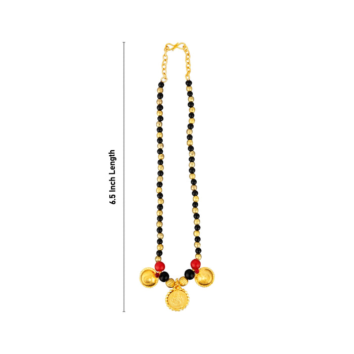 Mangal Sutra - 6.5 Inches | Gold Polish With Black Bead Mangalsutra/ Mangala Sutra for Deity