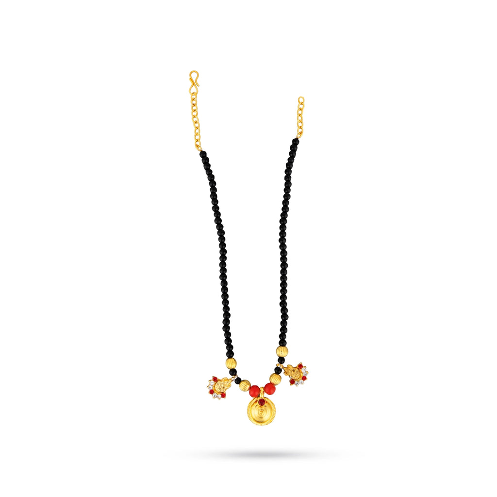 Mangal Sutra - 6 Inches | Gold Polish With Black Bead Mangalsutra/ Black Beads Mangalya Chain for Deity