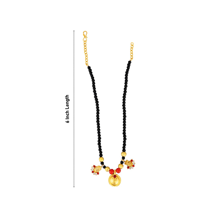 Mangal Sutra - 6 Inches | Gold Polish With Black Bead Mangalsutra/ Black Beads Mangalya Chain for Deity