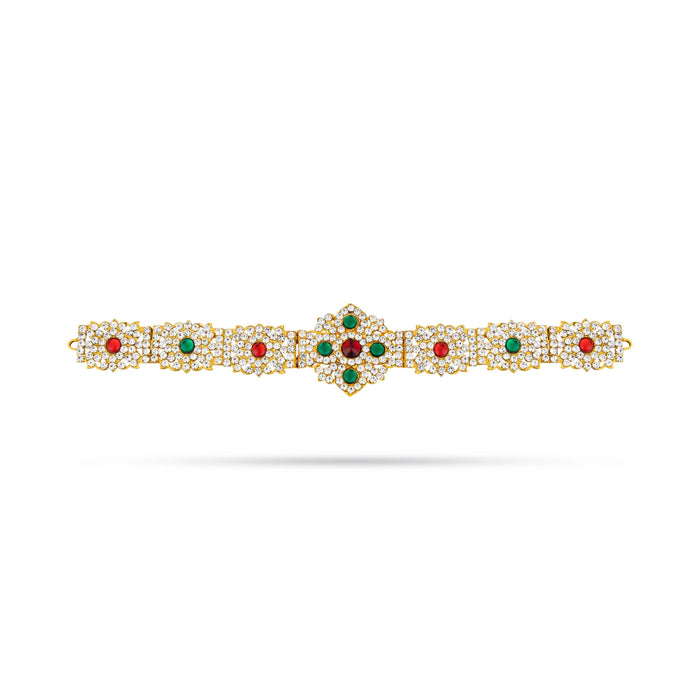 Hip Belt - 1.75 x 9 Inches | Multicolour Stone Belt/ Waist Belt/ Stone Jewellery for Deity