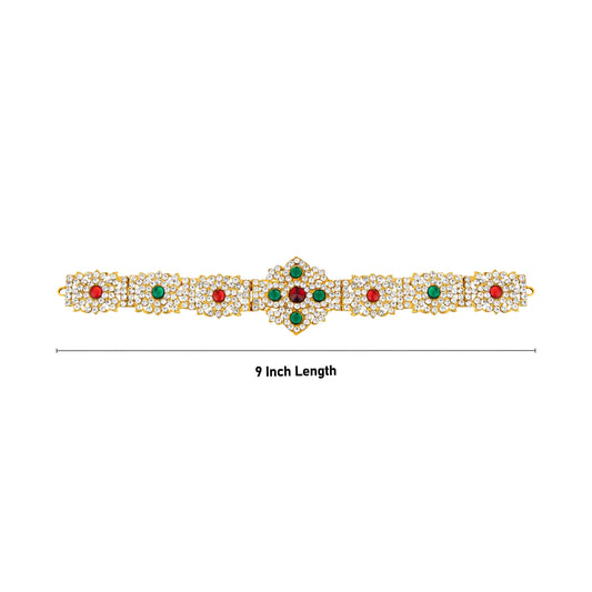 Hip Belt - 1.75 x 9 Inches | Multicolour Stone Belt/ Waist Belt/ Stone Jewellery for Deity - Waist & Leg Accessories