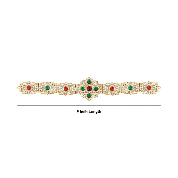 Hip Belt - 1.75 x 9 Inches | Multicolour Stone Belt/ Waist Belt/ Stone Jewellery for Deity