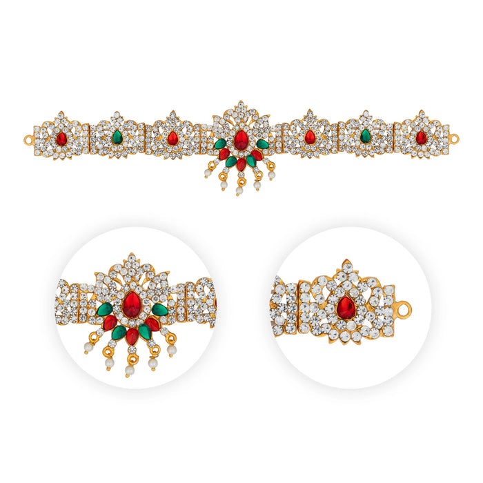 Hip Belt - 8.5 Inches | Waist Belt/ Multicolour Stone Belt/ Artificial Jewelry for Deity - Waist & Leg Accessories