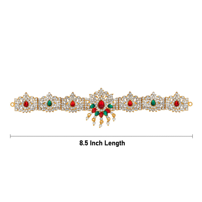 Hip Belt - 8.5 Inches | Waist Belt/ Multicolour Stone Belt/ Artificial Jewelry for Deity - Waist & Leg Accessories