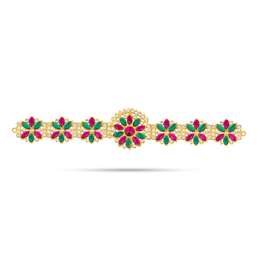 Hip Belt - 1.75 x 9 Inches | Waist Belt/ Stone Jewellery/ Multicolour Stone Belt for Deity - Waist & Leg Accessories
