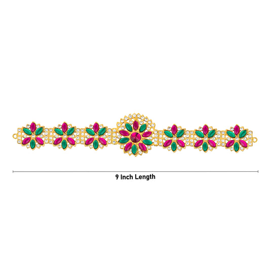 Hip Belt - 1.75 x 9 Inches | Waist Belt/ Stone Jewellery/ Multicolour Stone Belt for Deity - Waist & Leg Accessories