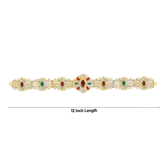 Hip Belt - 1.75 x 12 Inches | Waist Belt/ Multicolour Stone Belt/ Stone Jewellery for Deity - Waist & Leg Accessories