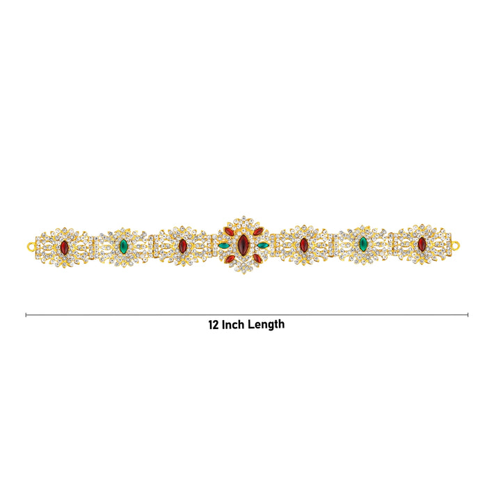 Hip Belt - 1.75 x 12 Inches | Waist Belt/ Multicolour Stone Belt/ Stone Jewellery for Deity